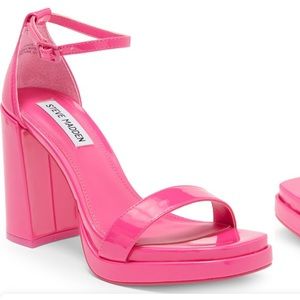 Steve Madden Possie Hot Pink Block Heel Ankle Strap Platform Sandals M69